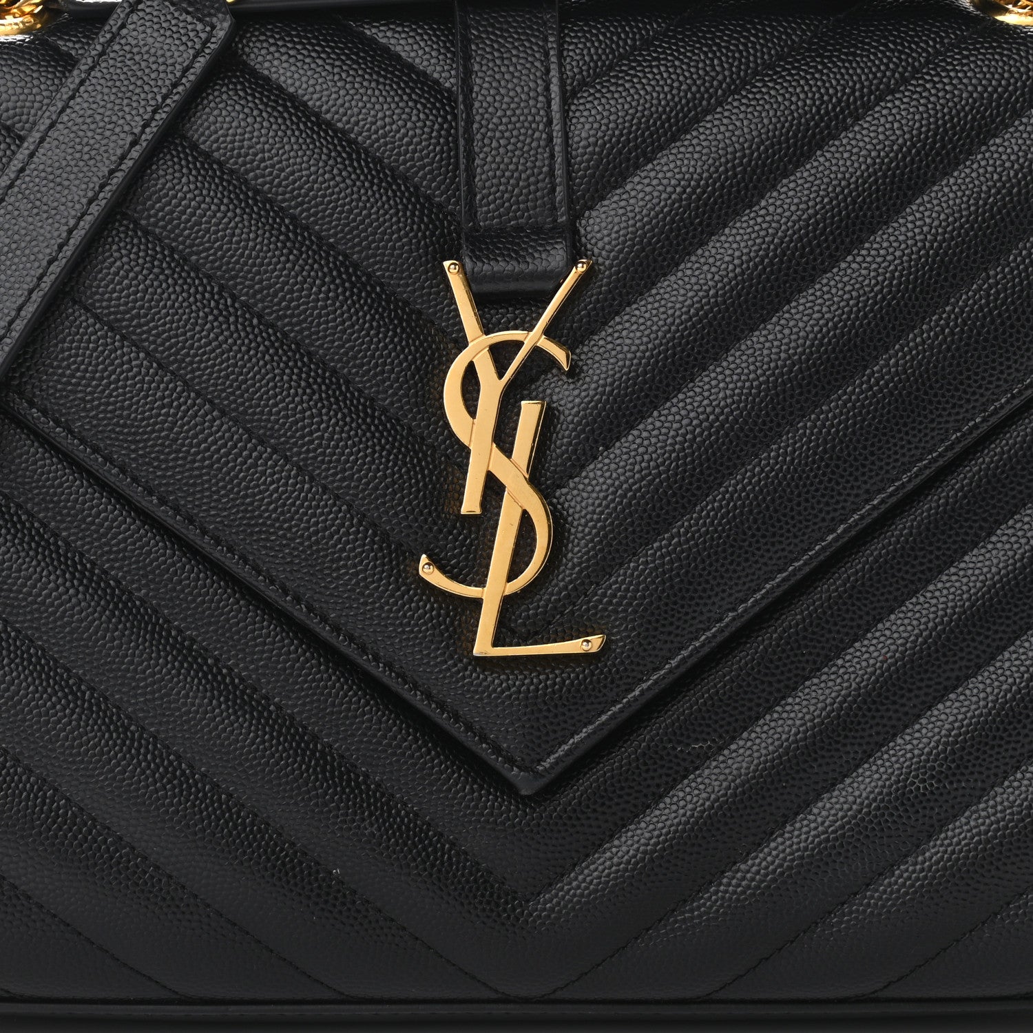 Saint Laurent Grain De Poudre Matelasse Chevron Medium Monogram Satchel Black 7 of 11