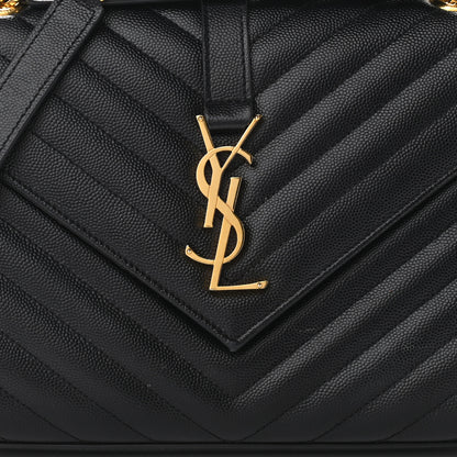 Saint Laurent Grain De Poudre Matelasse Chevron Medium Monogram Satchel Black 7 of 11