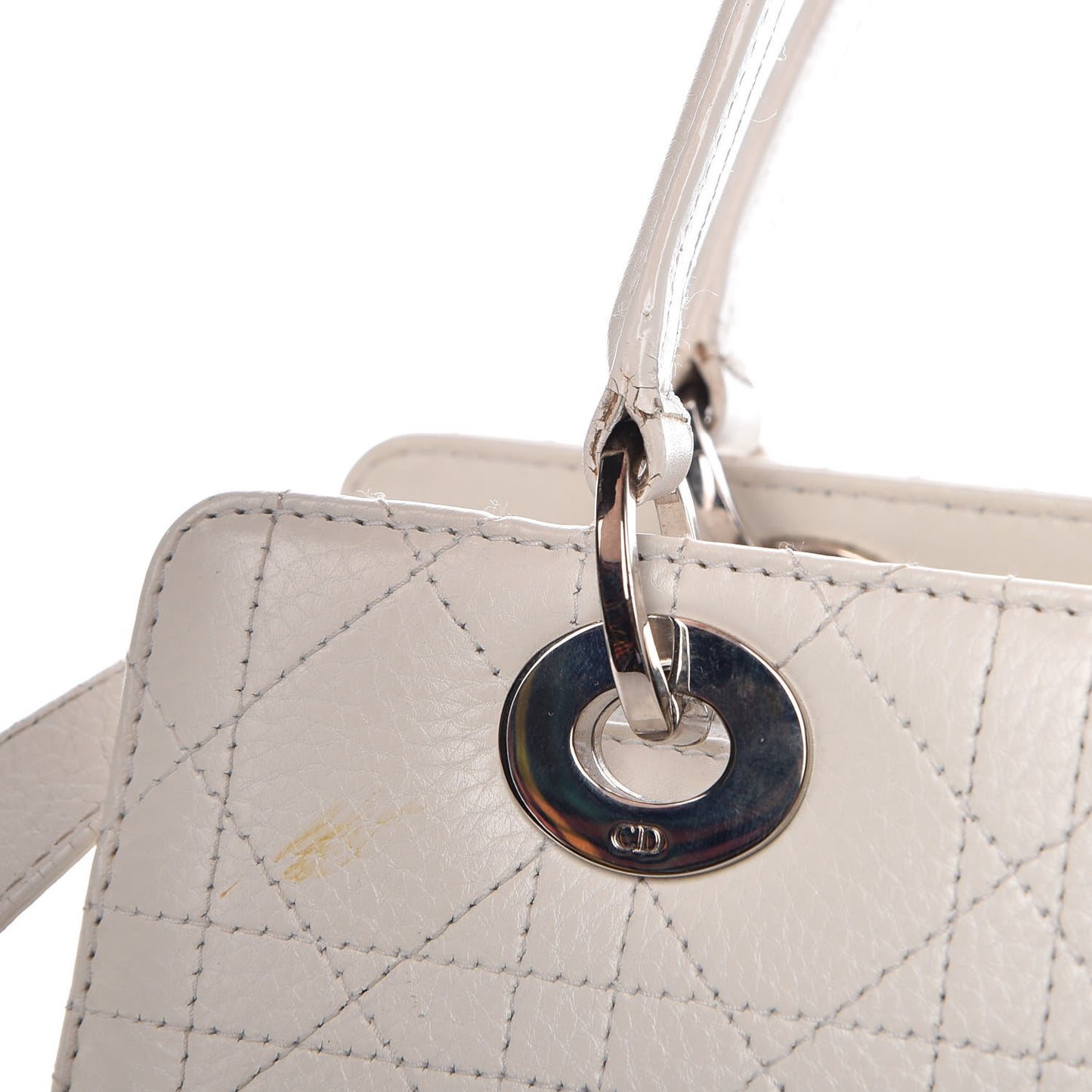 Calfskin Cannage Stitched East West Lady Dior White