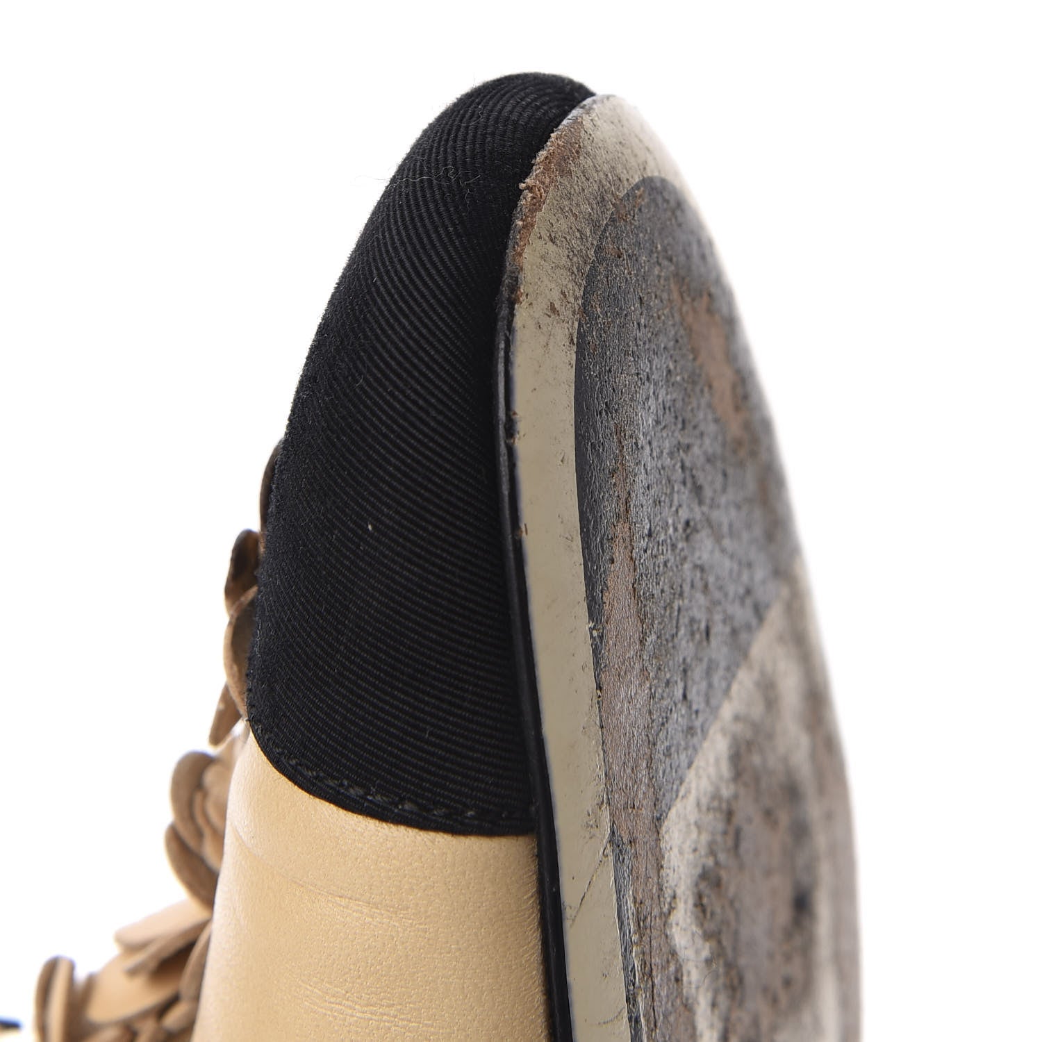 Chanel Lambskin Patent Grosgrain Pearl Camellia Pumps 37 Beige Black 14 of 18