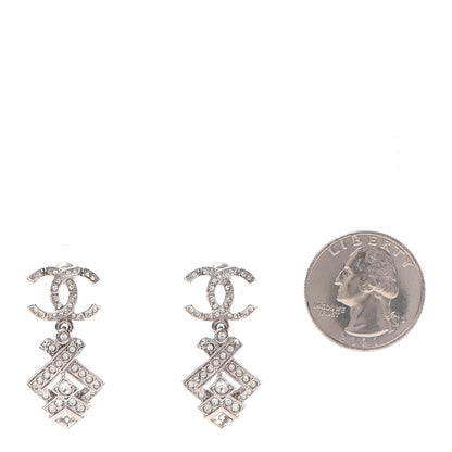 Chanel Crystal CC Drop Earrings Silver 2 of 4