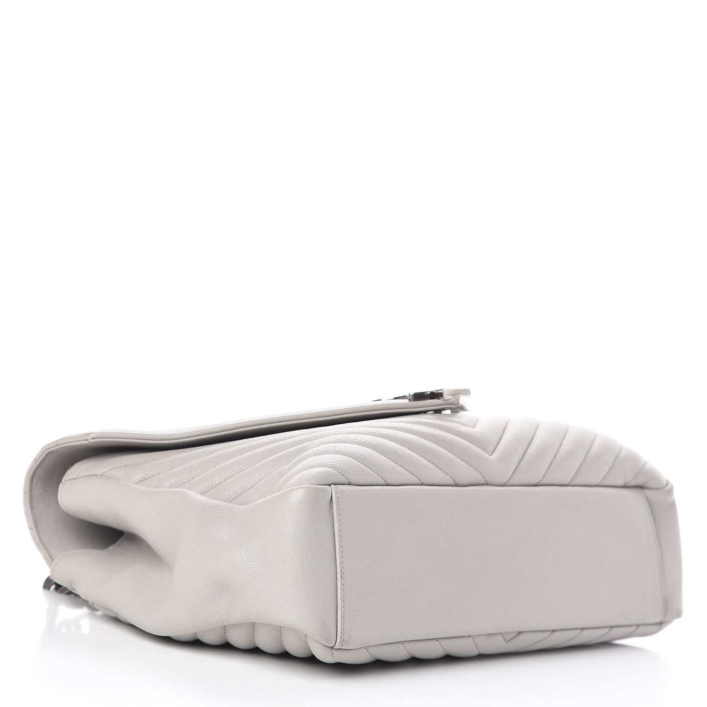 Sheepskin Matelasse Chevron Monogram Large College Satchel Light Grey