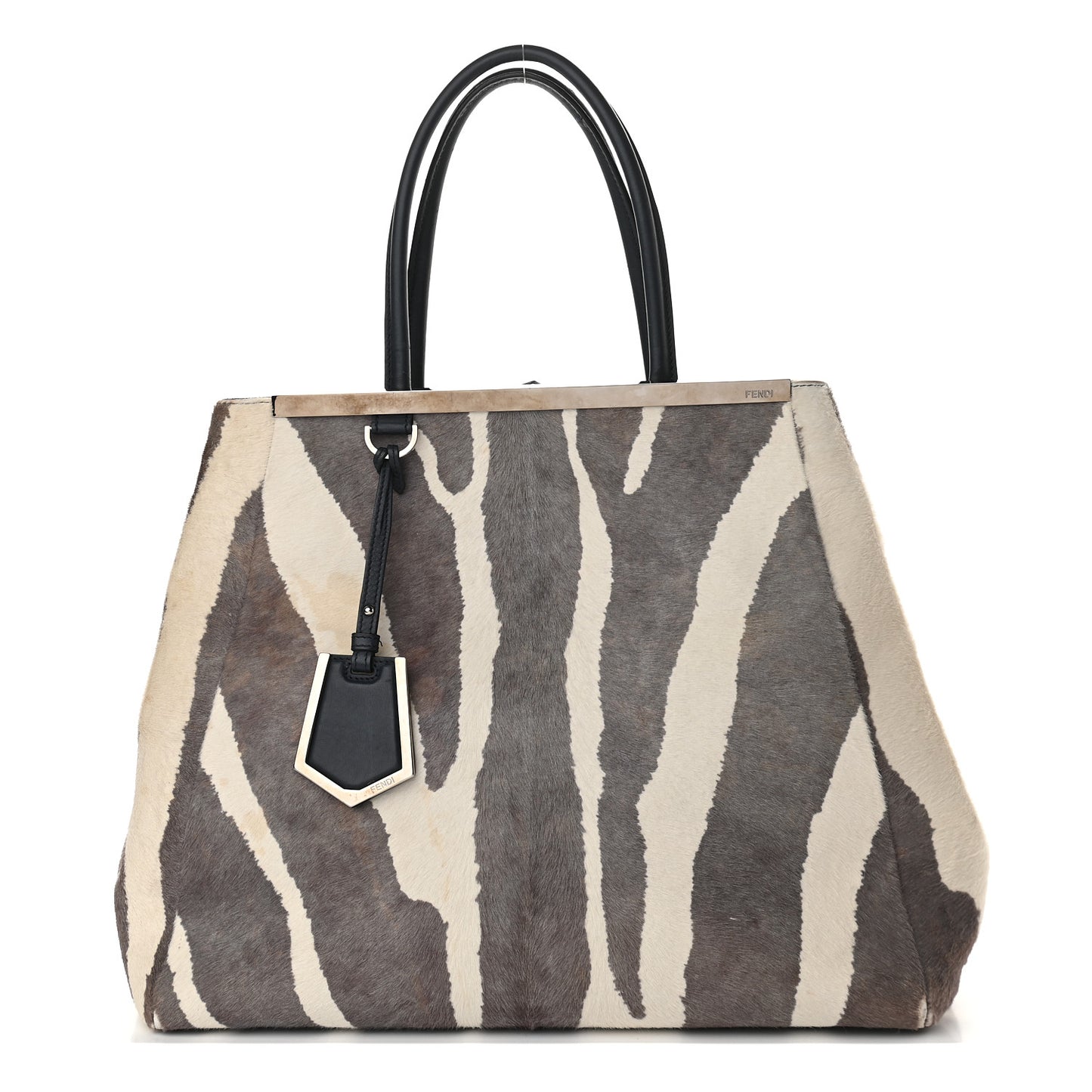 Calf Hair Zebra Print Large 2Jours Tote Ebony White