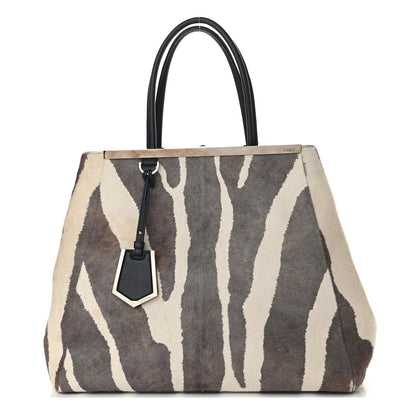 Fendi Calf Hair Zebra Print Large 2Jours Tote Ebony White 1 of 10