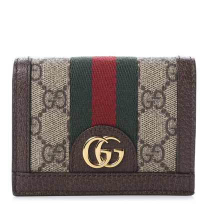 Gucci GG Supreme Monogram Web Ophidia Card Case Beige New Acero 1 of 8