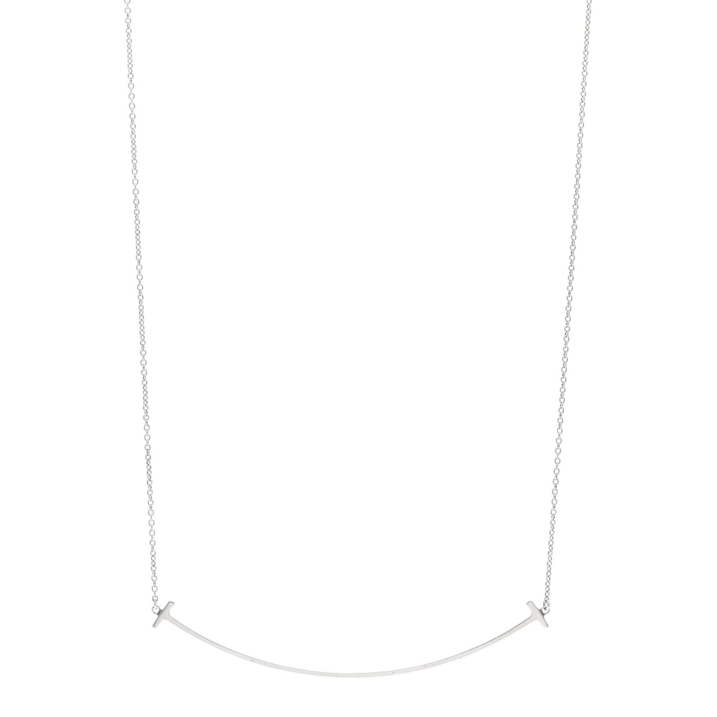 Sterling Silver Large T Smile Pendant Necklace