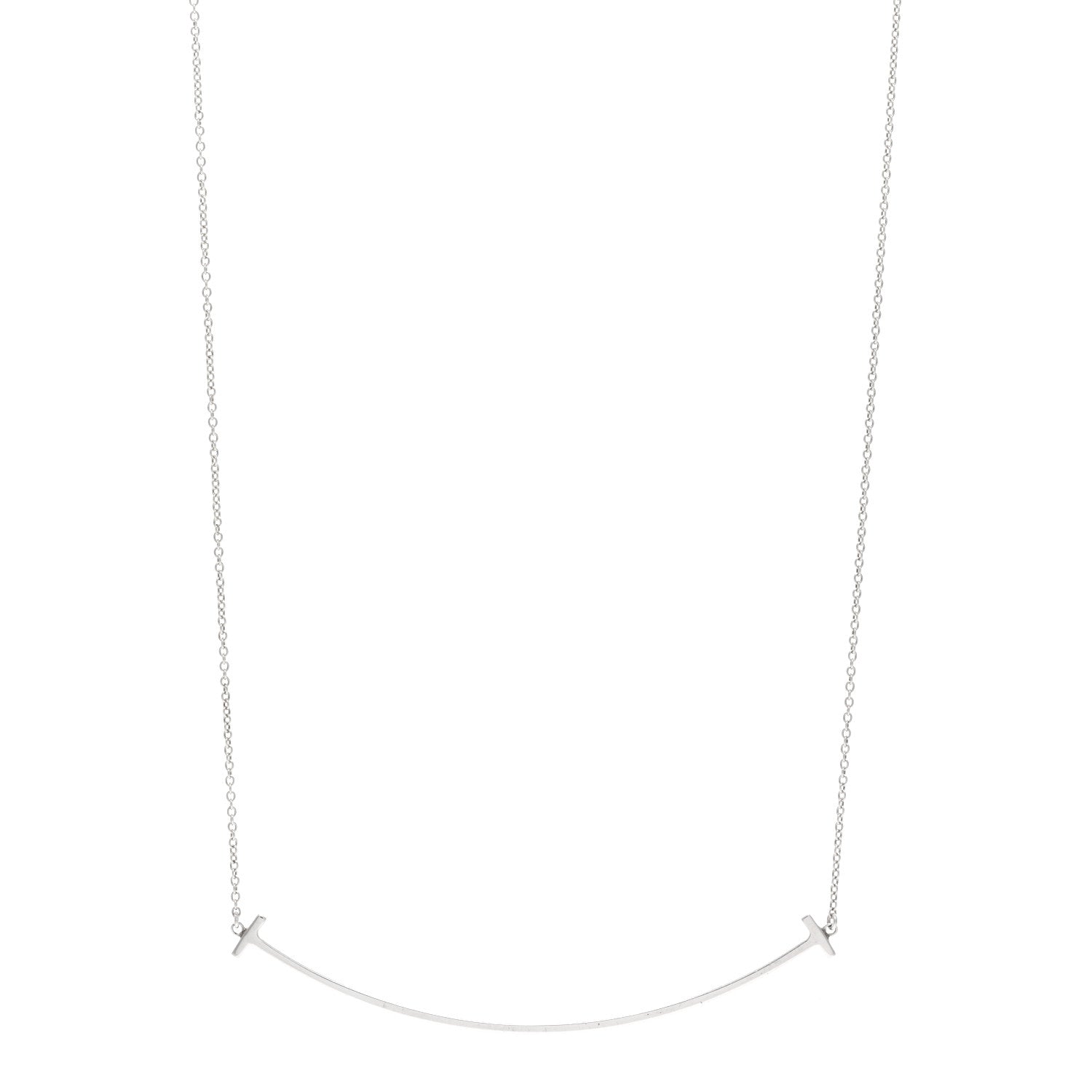 Tiffany Sterling Silver Large T Smile Pendant Necklace 1 of 4