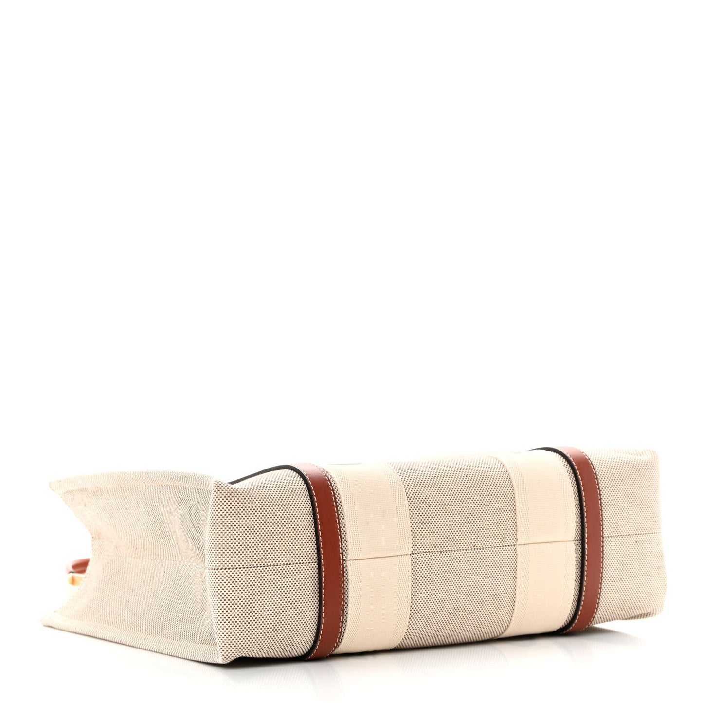 Cotton Calfskin Medium Woody Ribbon Tote White Brown