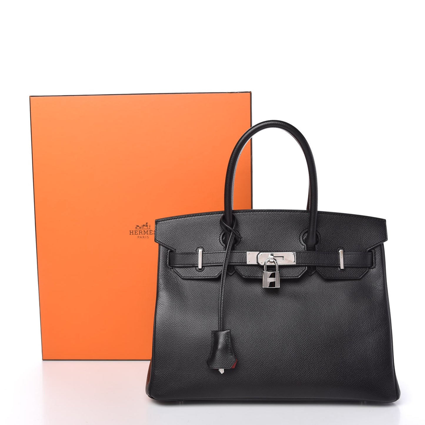 Epsom Horseshoe Birkin 30 Black Rouge Casaque