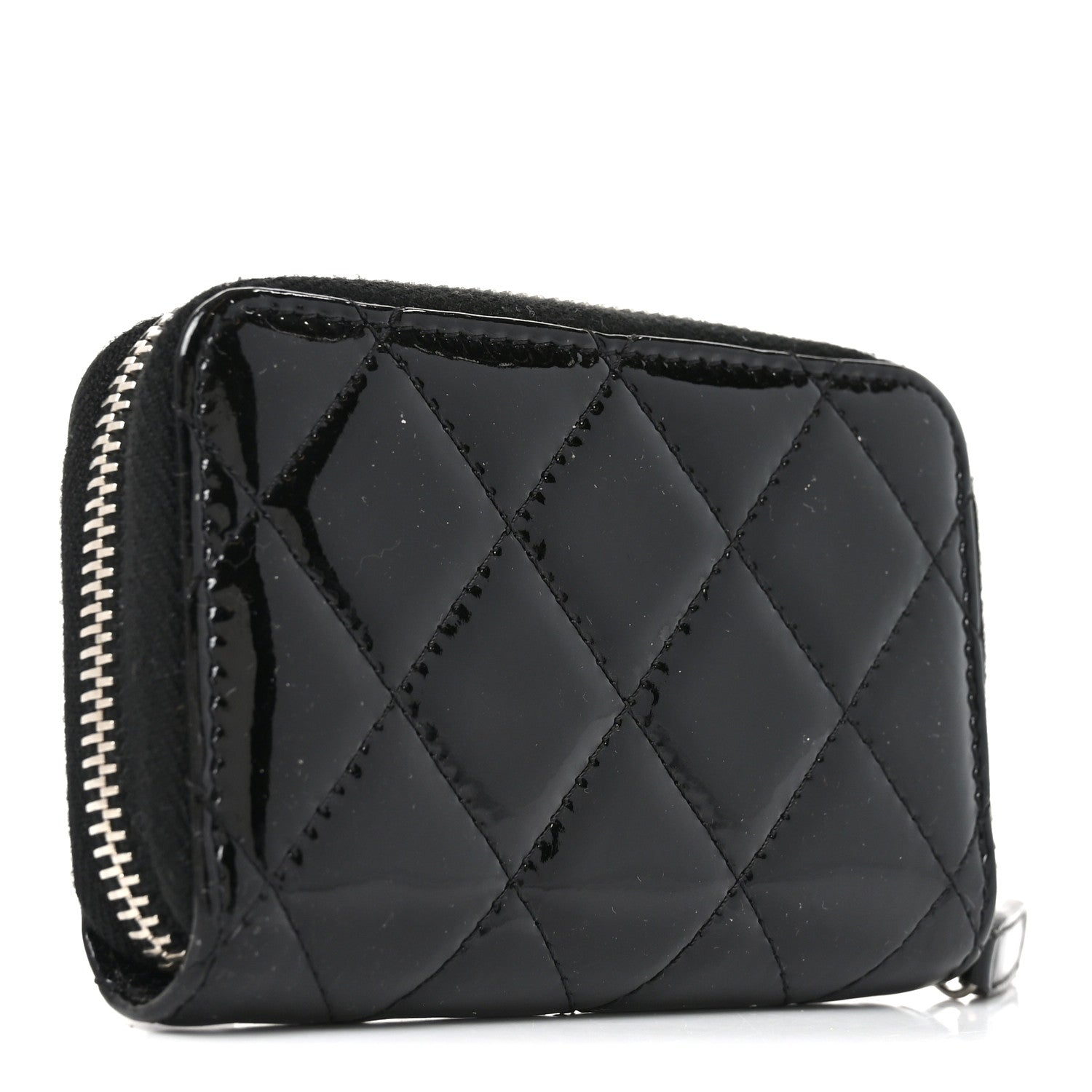 Chanel Patent Calfskin Quilted Zip Coin Purse Black 3 of 7