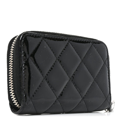 Chanel Patent Calfskin Quilted Zip Coin Purse Black 3 of 7
