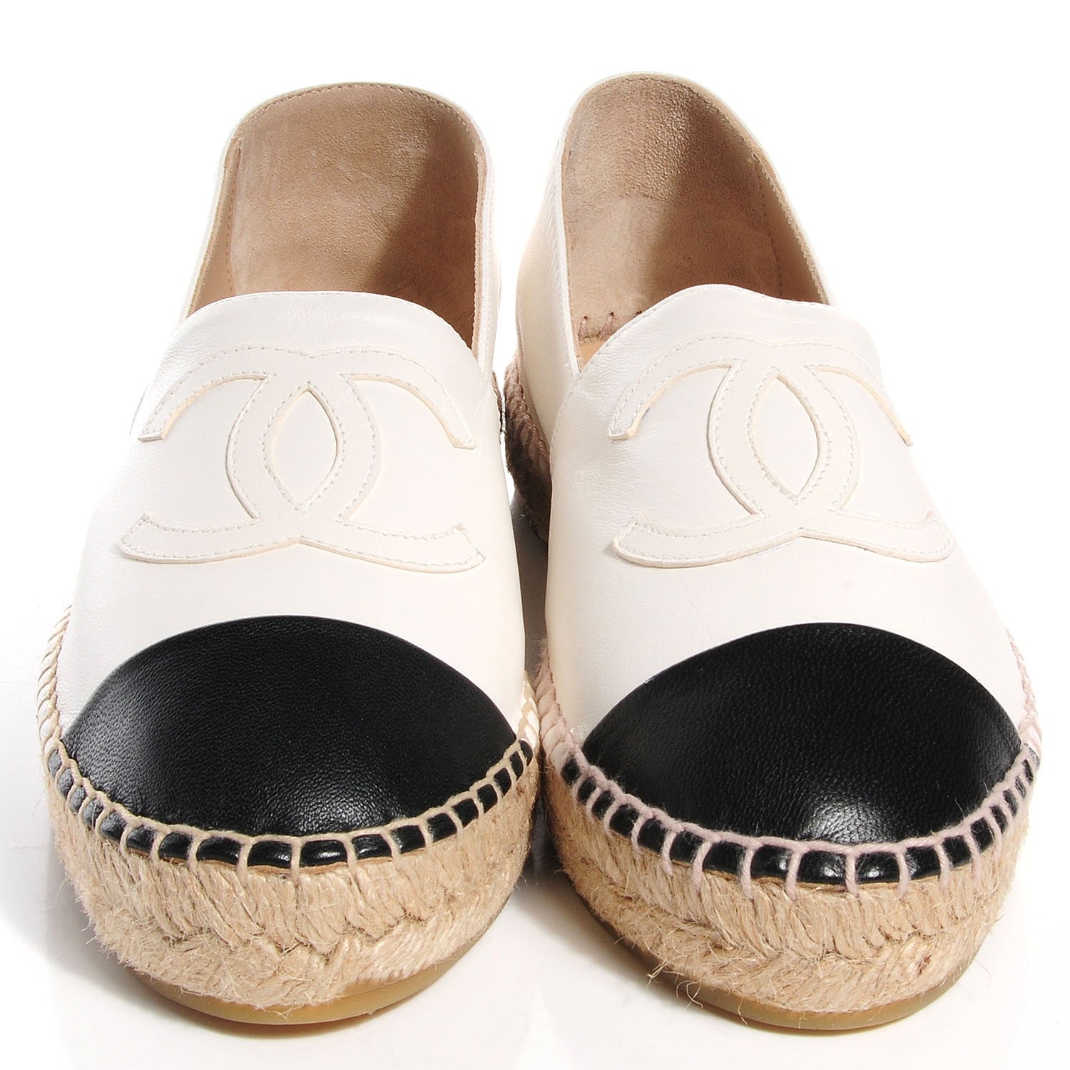 Chanel Lambskin Espadrilles 37 White Black 2 of 6
