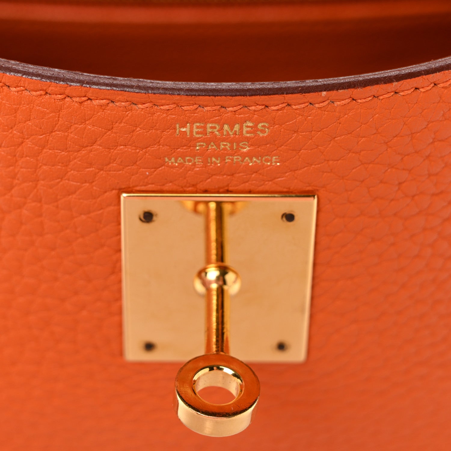 Hermes Taurillon Clemence Kelly Retourne 28 Orange 6 of 12