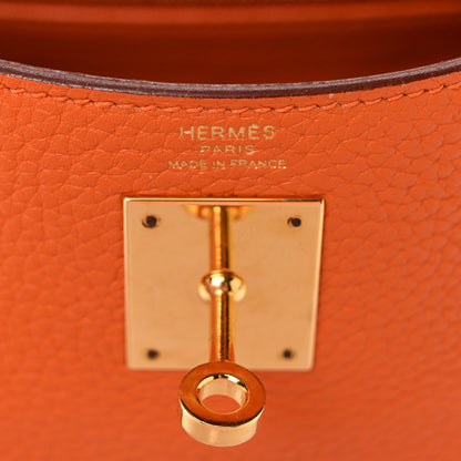 Hermes Taurillon Clemence Kelly Retourne 28 Orange 6 of 12
