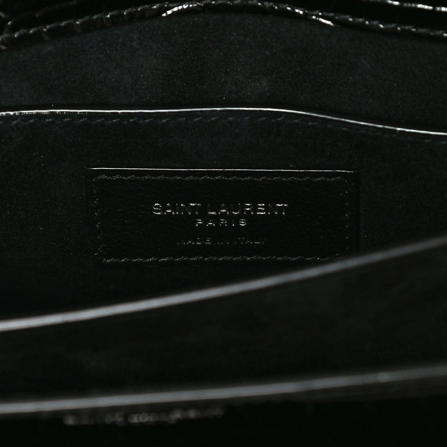 Calfskin Crocodile Embossed Medium Monogram Sunset Black
