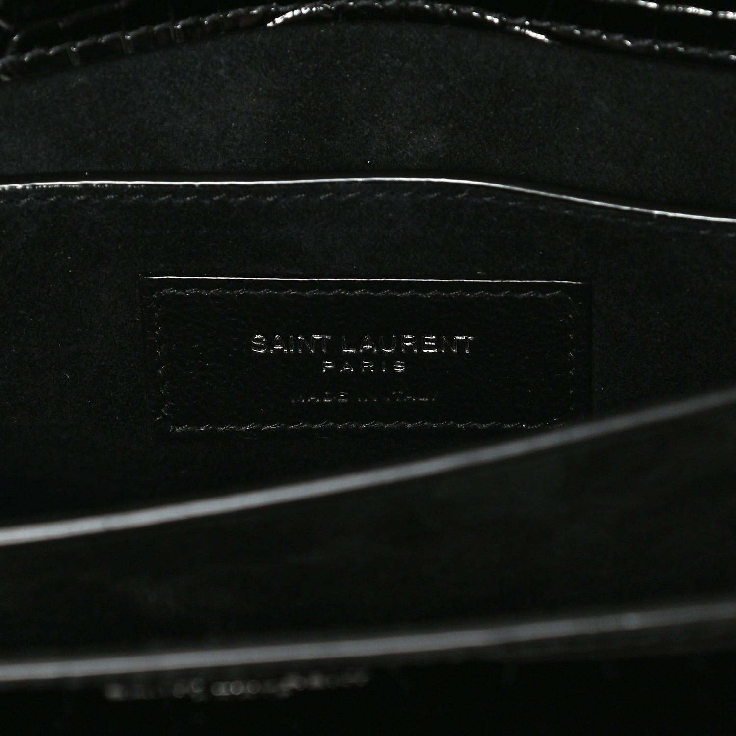 Saint Laurent Calfskin Crocodile Embossed Medium Monogram Sunset Black 5 of 12