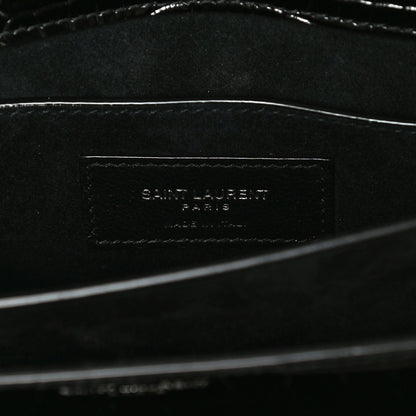 Saint Laurent Calfskin Crocodile Embossed Medium Monogram Sunset Black 5 of 12