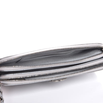 Chanel Metallic Caviar Quilted Small Boy Clutch With Chain Silver 5 of 10