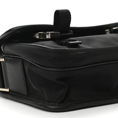Prada Tessuto Nylon Saffiano Pocket Double Snap Buckle Messenger Shoulder Bag Black 10 of 11