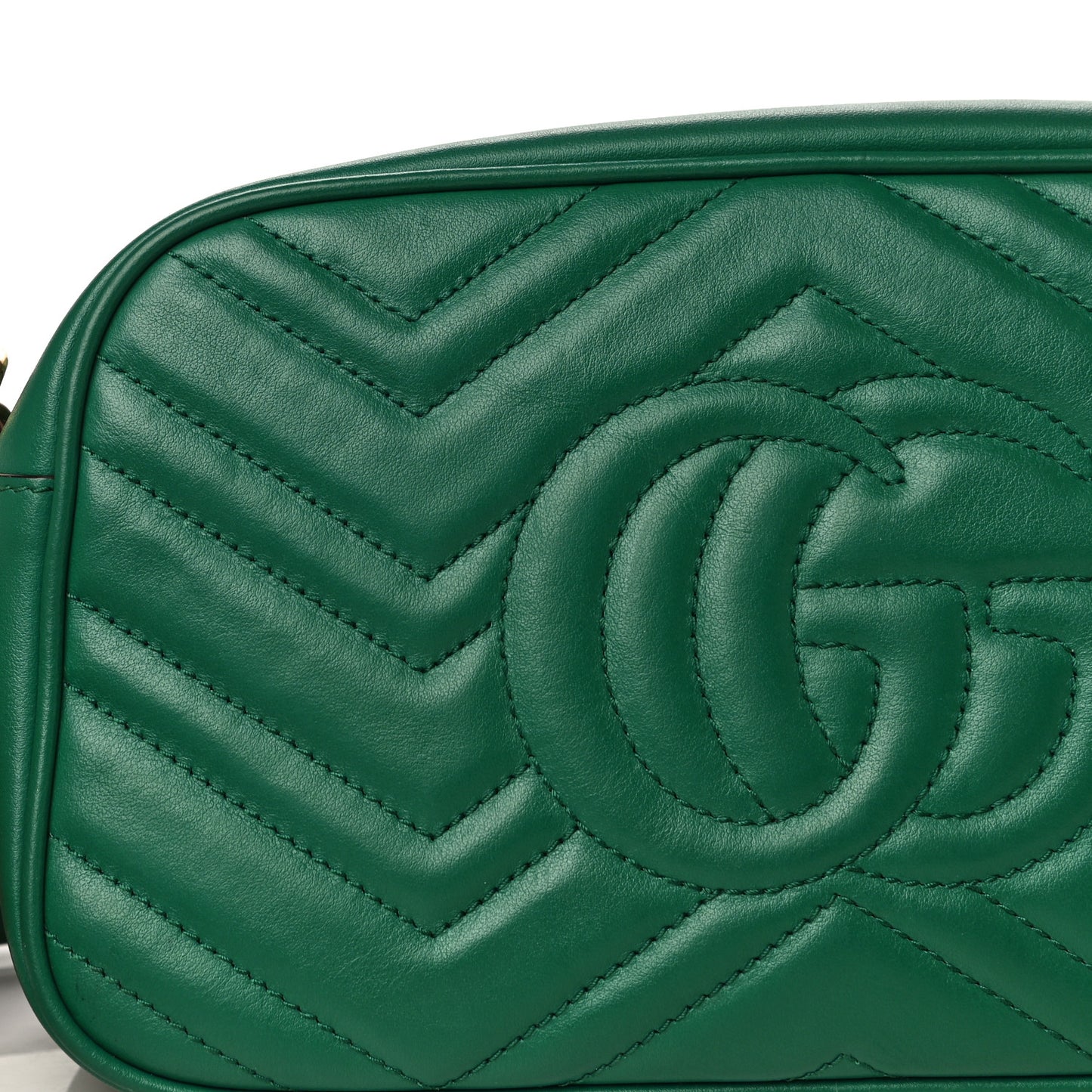 Calfskin Matelasse Small GG Marmont Chain Shoulder Bag Emerald Green