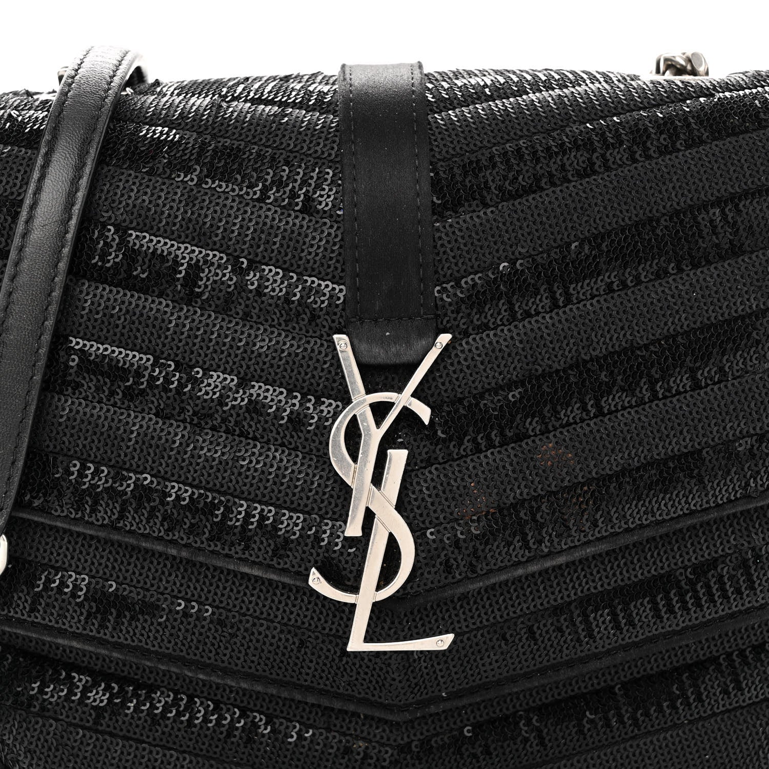 Saint Laurent Sequin Matelasse Chevron Monogram Small Sulpice Black 7 of 11