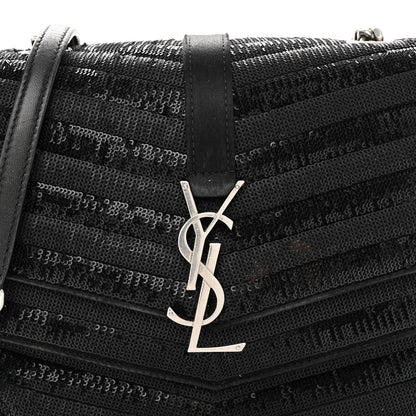 Saint Laurent Sequin Matelasse Chevron Monogram Small Sulpice Black 7 of 11