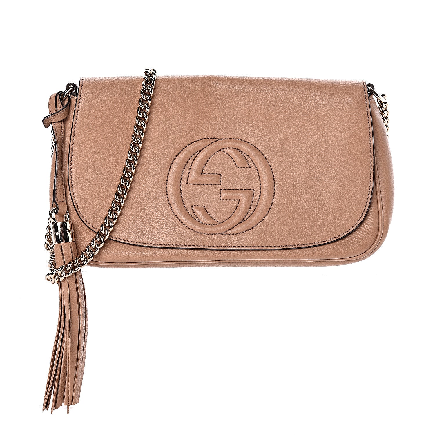 Gucci Pebbled Calfskin Medium Soho Flap Crossbody Camelia 1 of 9