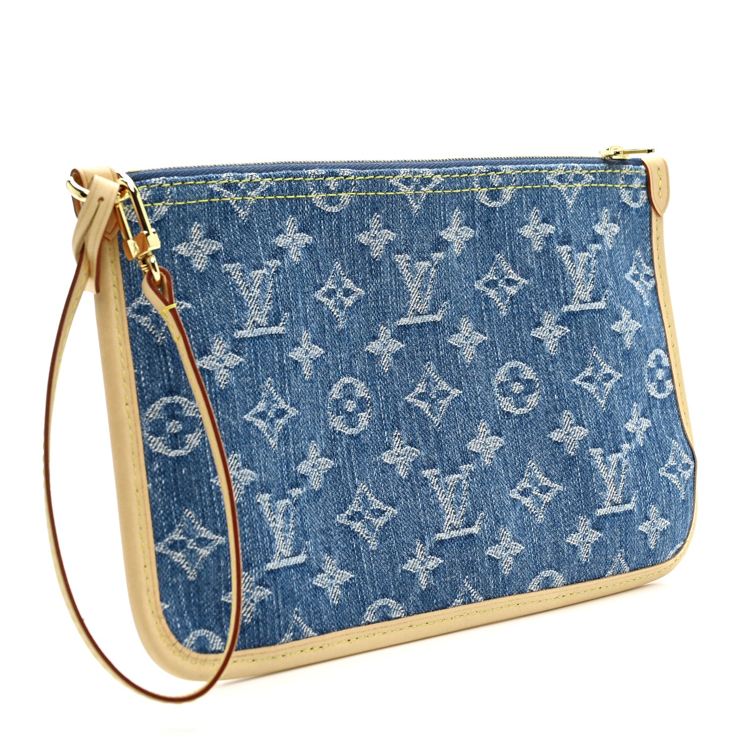 Louis Vuitton Denim Monogram Jacquard Neverfull MM GM Pochette Blue 3 of 6