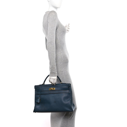 Hermes Courchevel Kelly Retourne 40 Bleu Marine 2 of 14