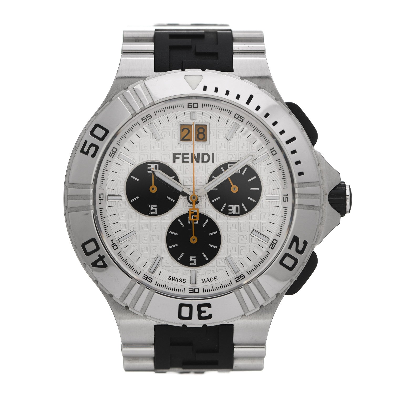 Fendi Stainless Steel Rubber 43mm Orologi Chronograph Quartz Watch 1 of 5