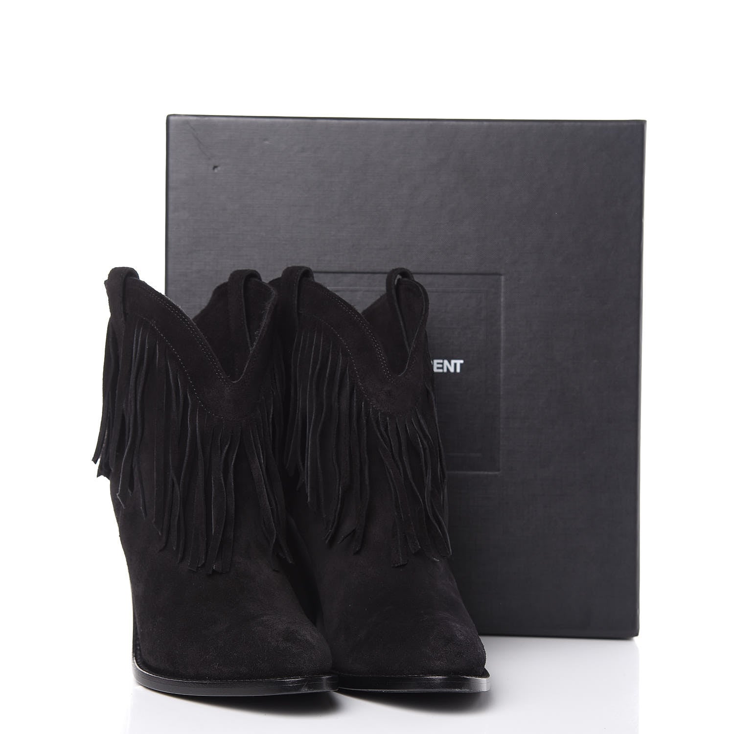 Saint Laurent Suede Fringe Curtis 80 Ankle Boots 38.5 Black 10 of 10