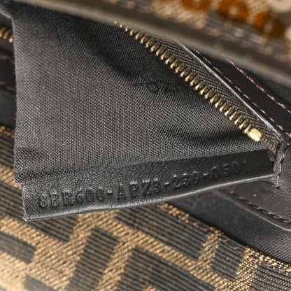 Fendi Fabric Jacquard Paillettes Vitello Seta FF 1974 Baguette Testa di Moro Real Ebano 7 of 10