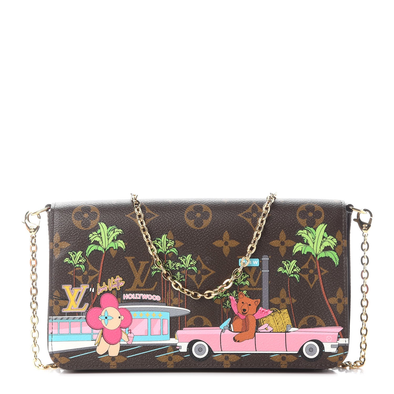 Louis Vuitton Monogram 2021 Christmas Animation Hollywood Pochette Felicie Chain Wallet Fuchsia 3 of 9
