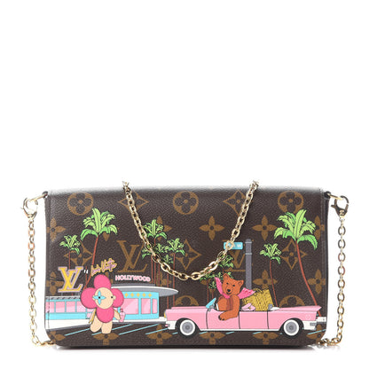 Louis Vuitton Monogram 2021 Christmas Animation Hollywood Pochette Felicie Chain Wallet Fuchsia 3 of 9