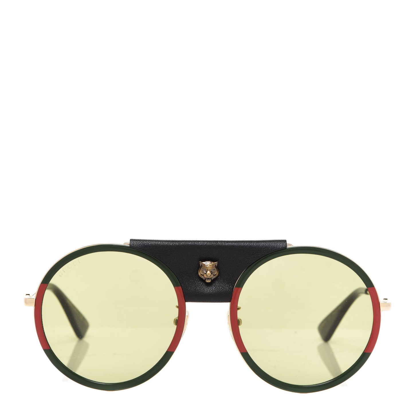 Round Frame Sunglasses GG0061S Gold Green