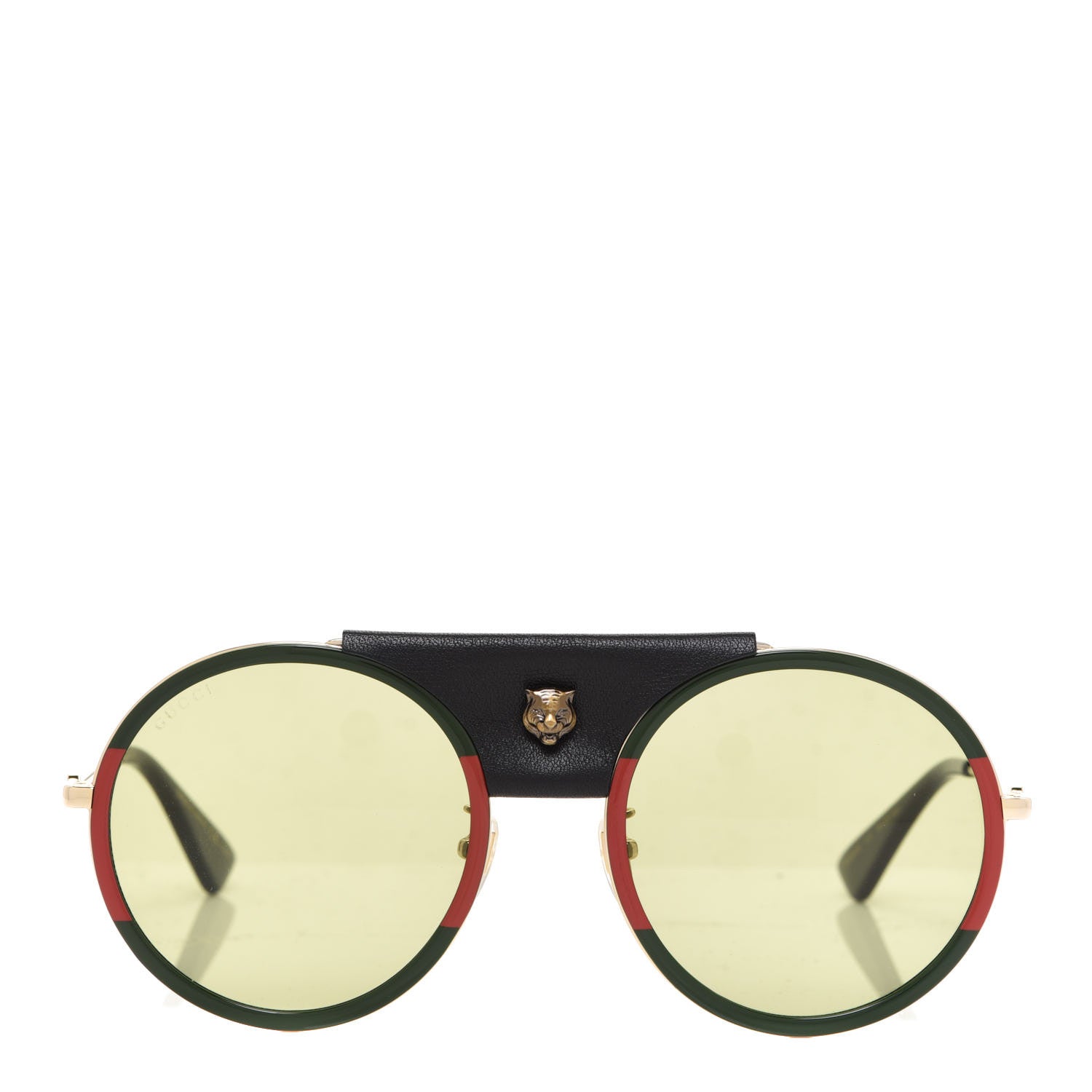 Gucci Round Frame Sunglasses GG0061S Gold Green 2 of 7