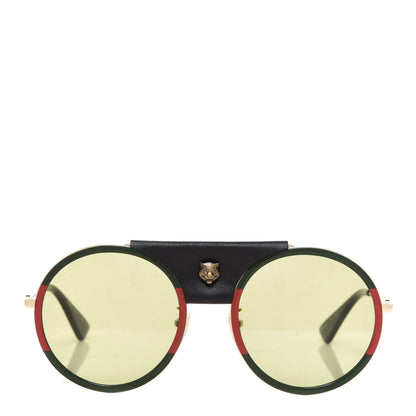 Gucci Round Frame Sunglasses GG0061S Gold Green 2 of 7