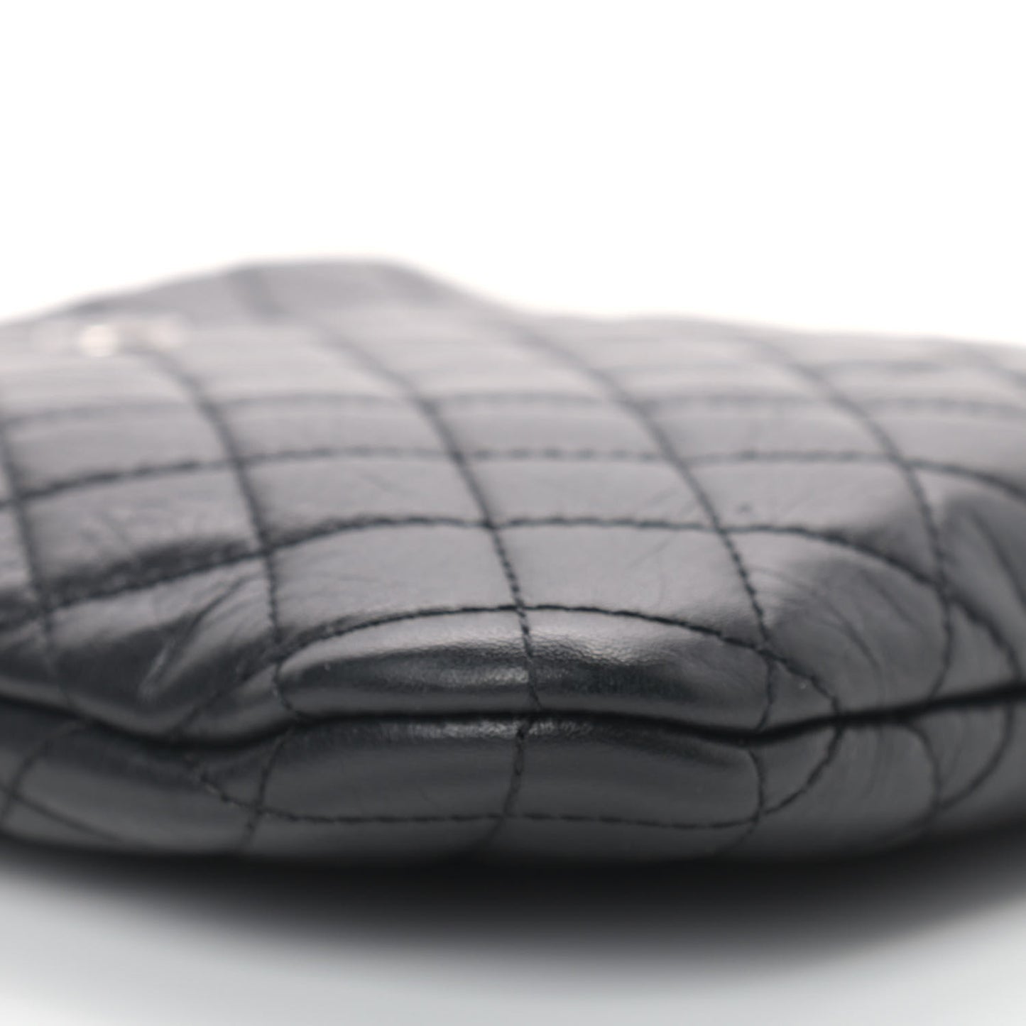 Aged Calfskin Quilted Crossbody Bag Black