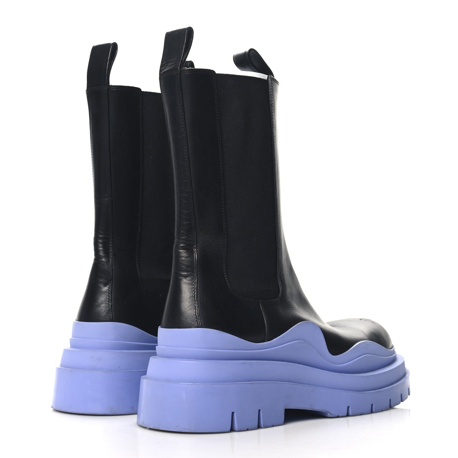Bottega Veneta Calfskin The Tire Chelsea Boots 40 Black Periwinkle 5 of 8