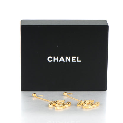 Chanel CC Drop Earrings Matte Gold 5 of 5