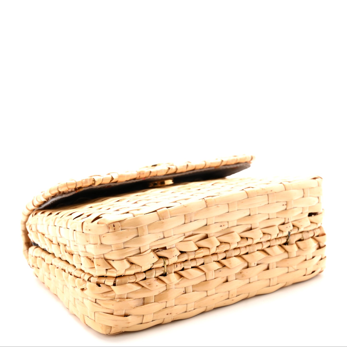 Glazed Wicker Mini Cestino Shoulder Bag Natural
