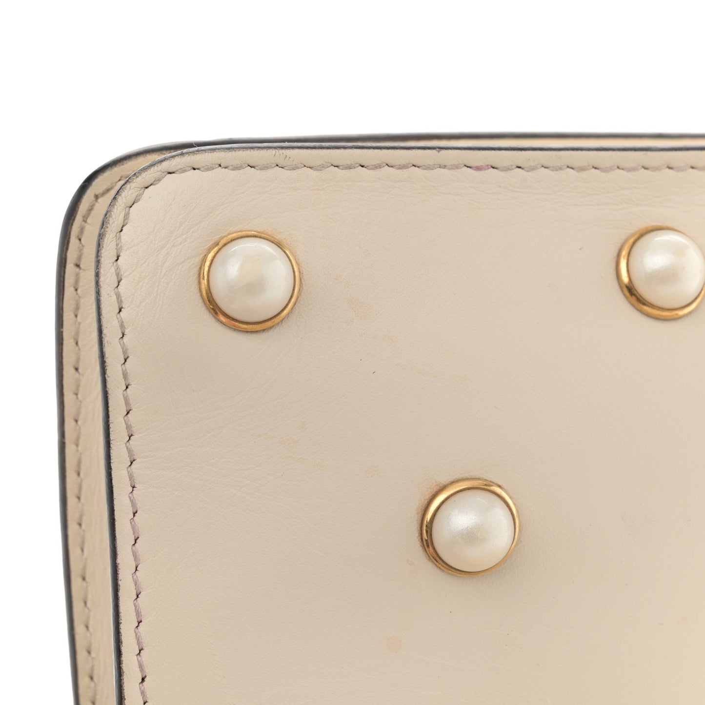 Nappa Pearl Studded Mini Queen Margaret Broadway Shoulder Bag Mystic White