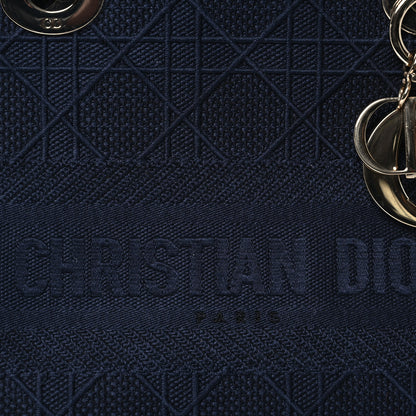 Christian Dior Canvas Embroidered Cannage Medium Lady D-Lite Navy 8 of 11