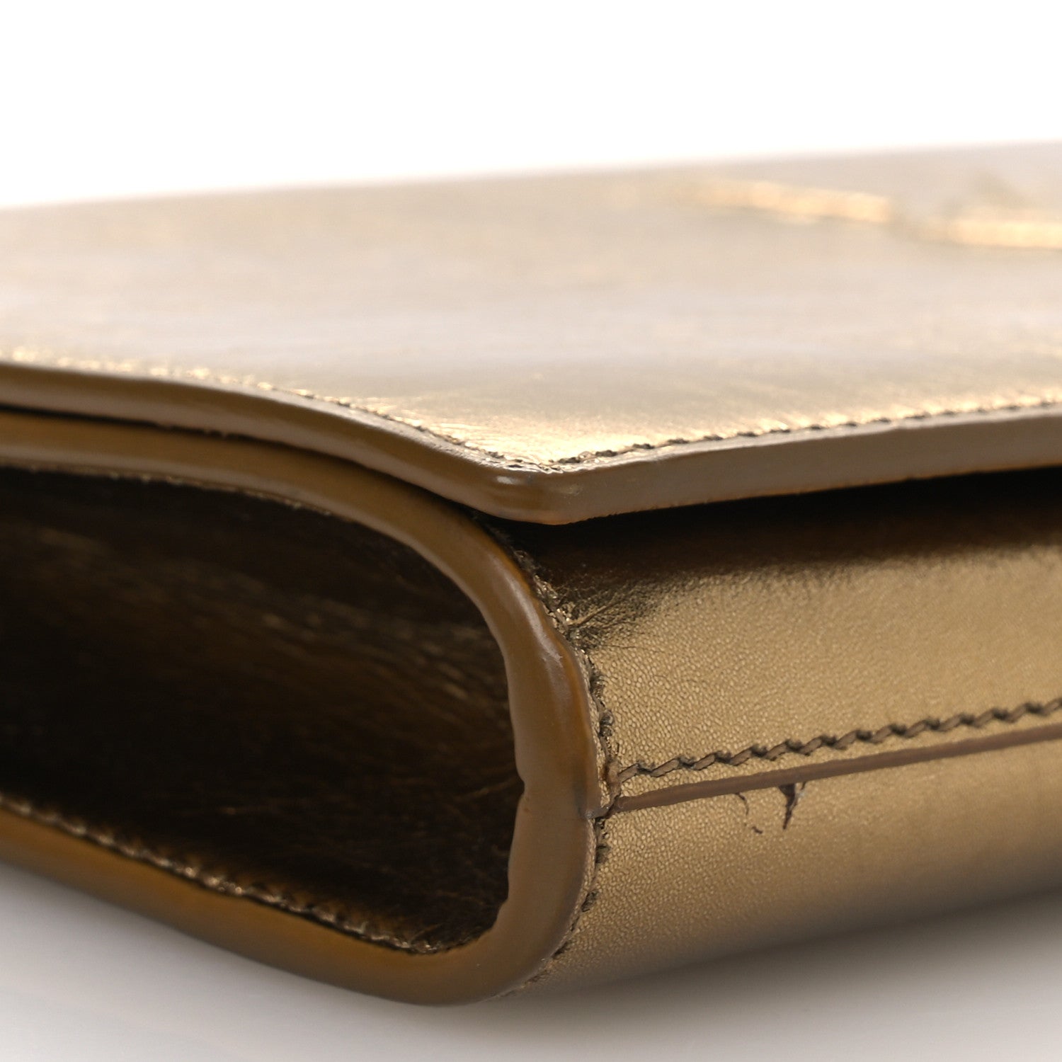 Saint Laurent Metallic Calfskin Monogram Large Belle De Jour Clutch Gold 8 of 10
