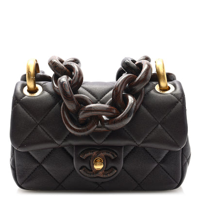 Chanel Lambskin Wenge Quilted Mini Fashion Wood Square Flap Brown 1 of 10