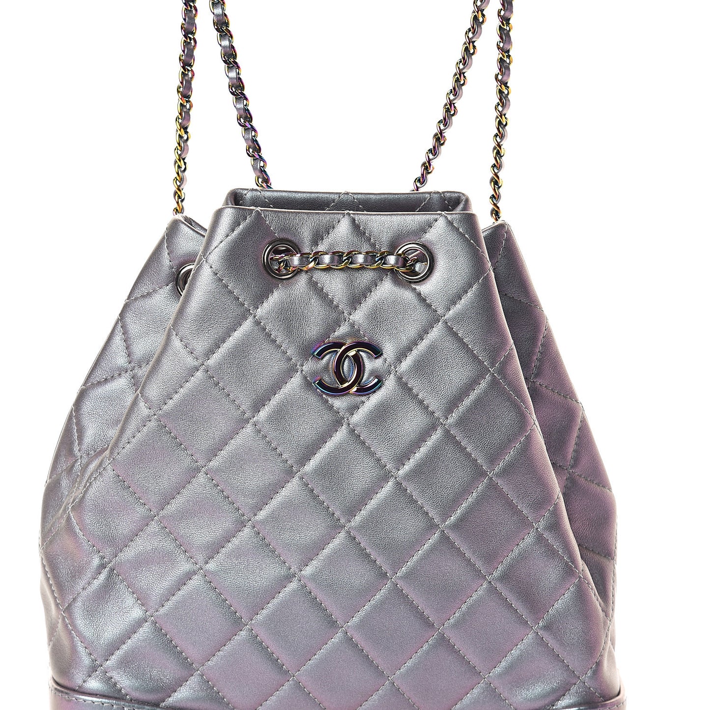 Iridescent Lambskin Calfskin Quilted Gabrielle Backpack Light Purple