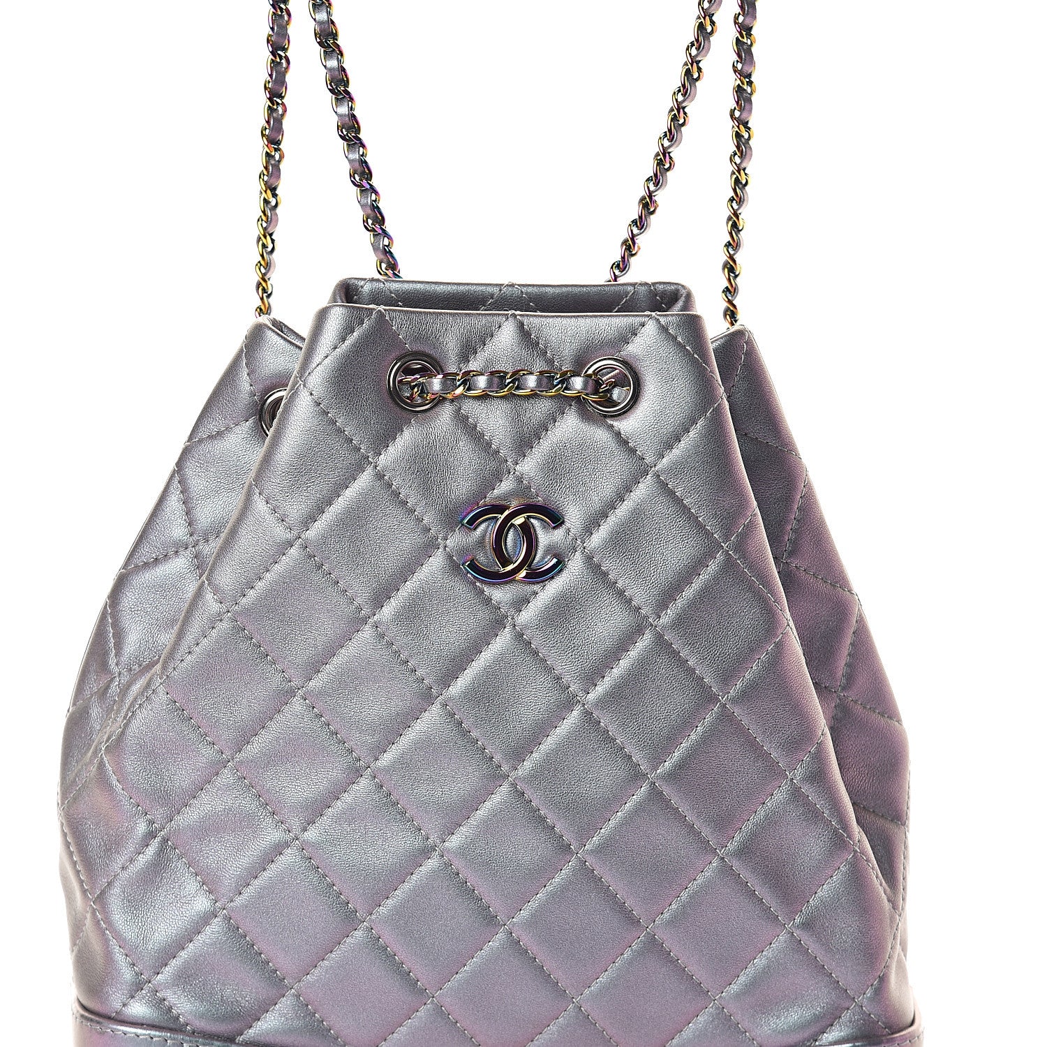 Chanel Iridescent Lambskin Calfskin Quilted Gabrielle Backpack Light Purple 7 of 9