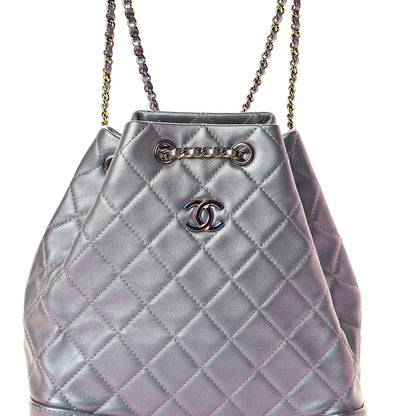 Chanel Iridescent Lambskin Calfskin Quilted Gabrielle Backpack Light Purple 7 of 9