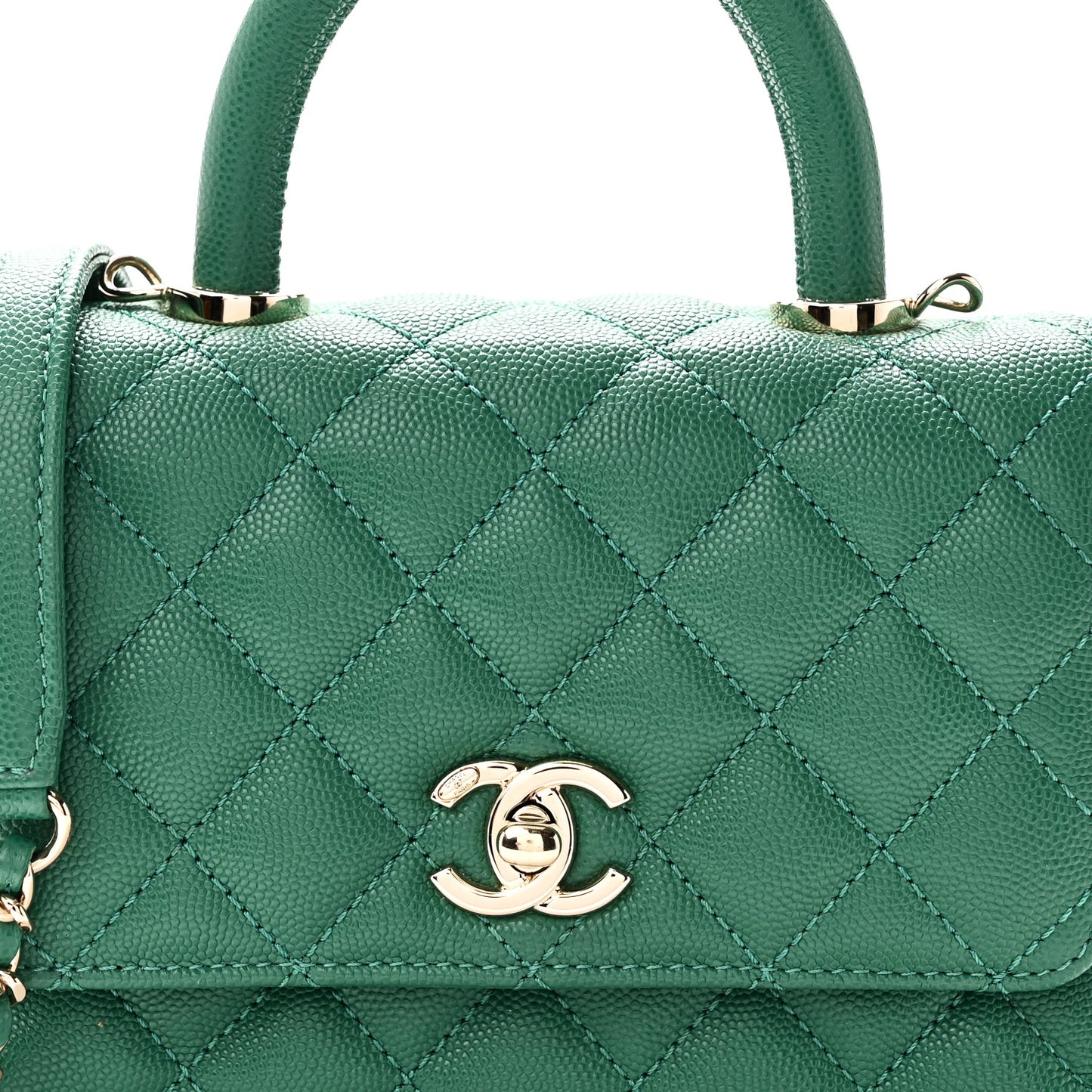 Caviar Quilted Extra Mini Coco Handle Flap Green