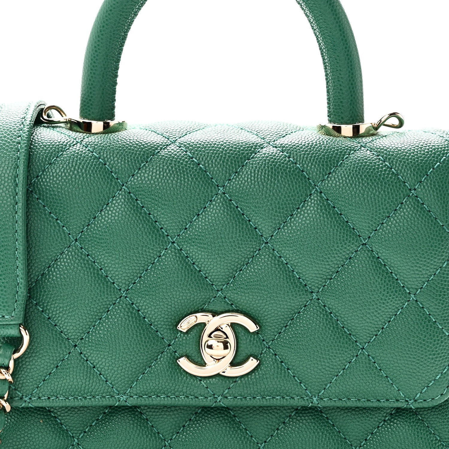 Chanel Caviar Quilted Extra Mini Coco Handle Flap Green 8 of 10